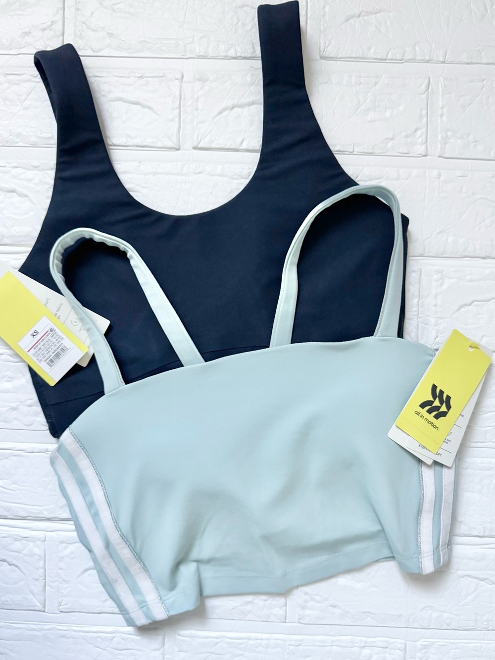 New all in motion Everyday Soft Navy & Light Aqua Blue Sports Bras Woman’s XS
